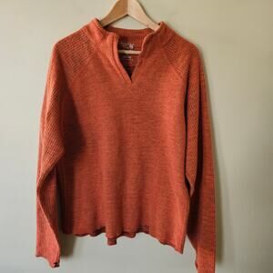 Mountain Hardware Women's Wool Blend Pullover Sweater, Size XL Orange Mock Neck